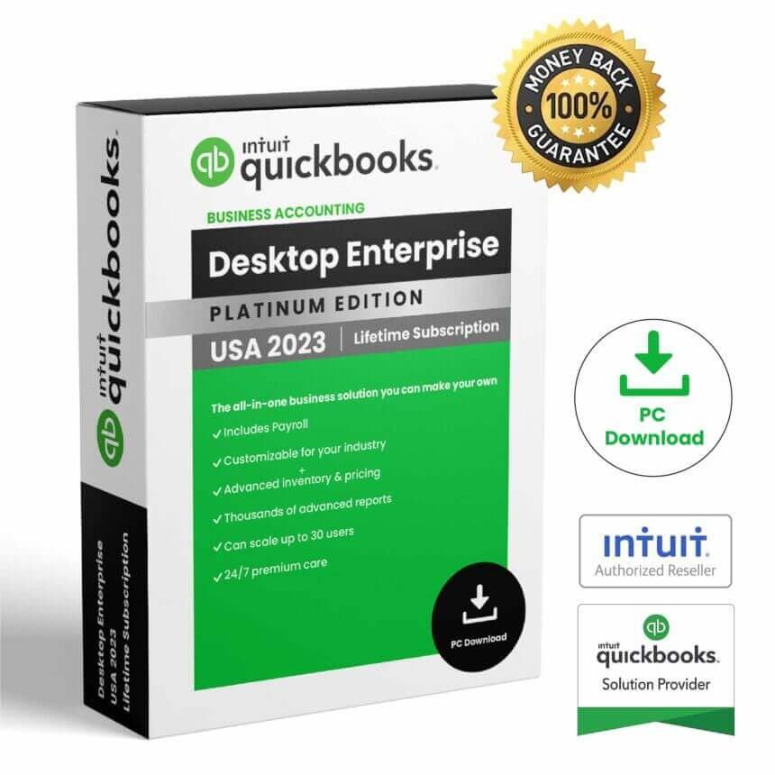 QuickBooks Desktop Enterprise Platinum 2023 With Advanced Inventory 5 Users | US Version